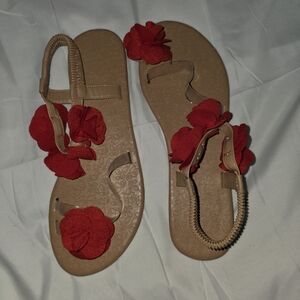 Red Floral Women's Sandals